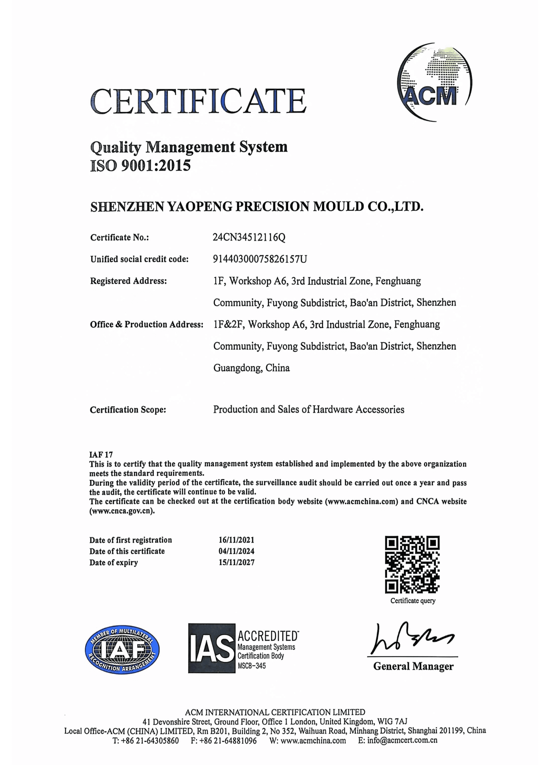 Quality Management System ISO 9001 2015